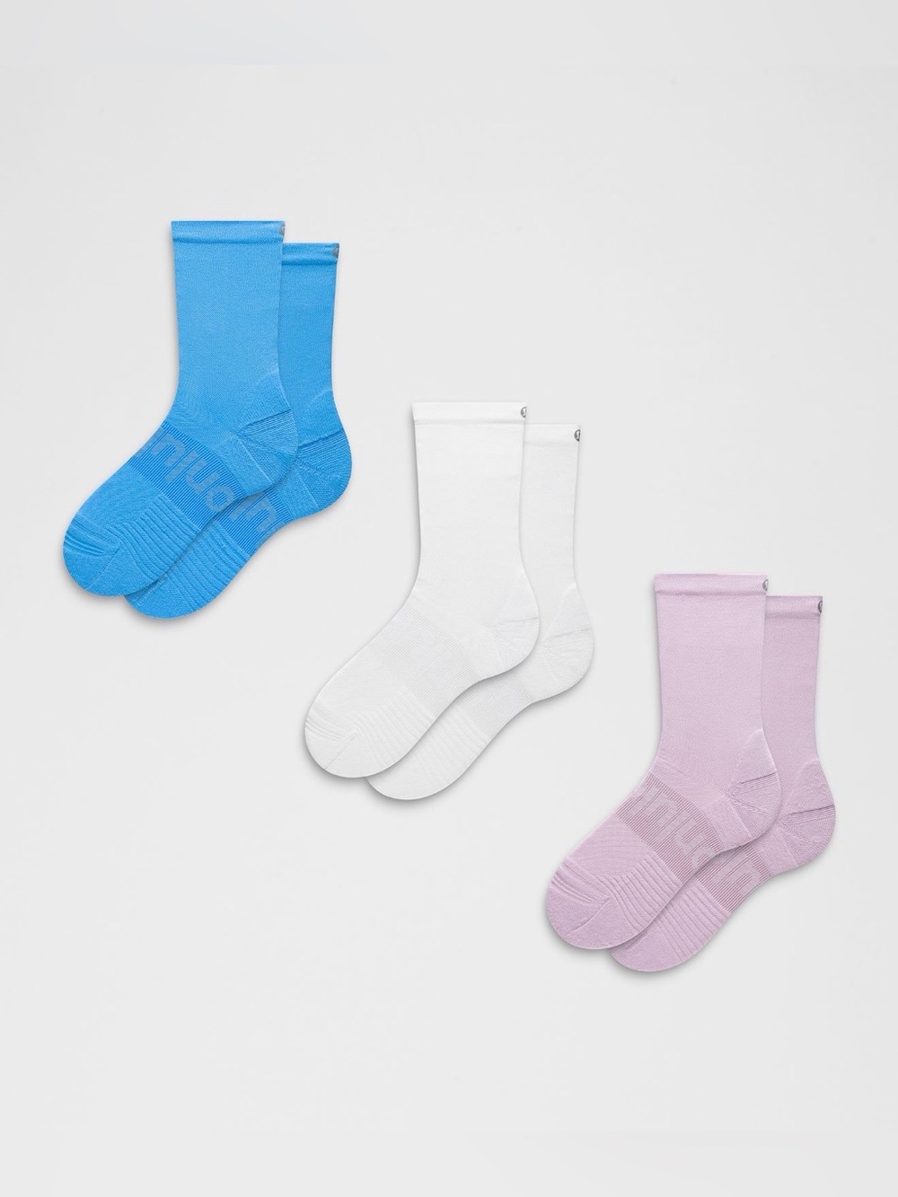 Lululemon Power Stride Crew Socks 3 Pack Lullaby Oasis Blue White M NWT